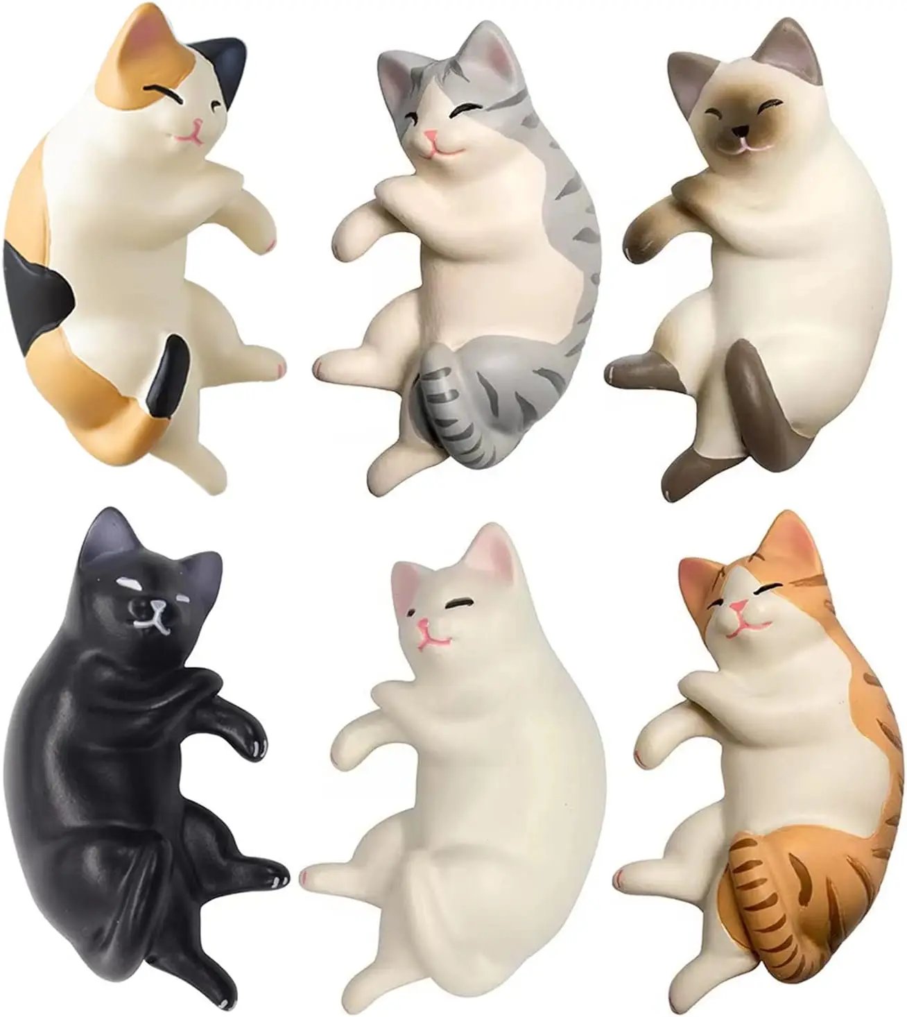 Cute 6 Pack Fun Cat Refrigerator Magnets for Fridge, Office, Kitchen Decoration