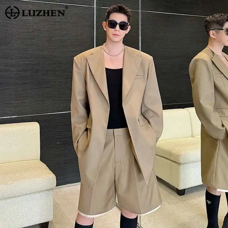 LUZHEN Jackets 2025 Sets Spring Two-piece Summer Suit Original Solid Color Men's Elegant Trendy Blazer Luxury Short Pants LZ8693