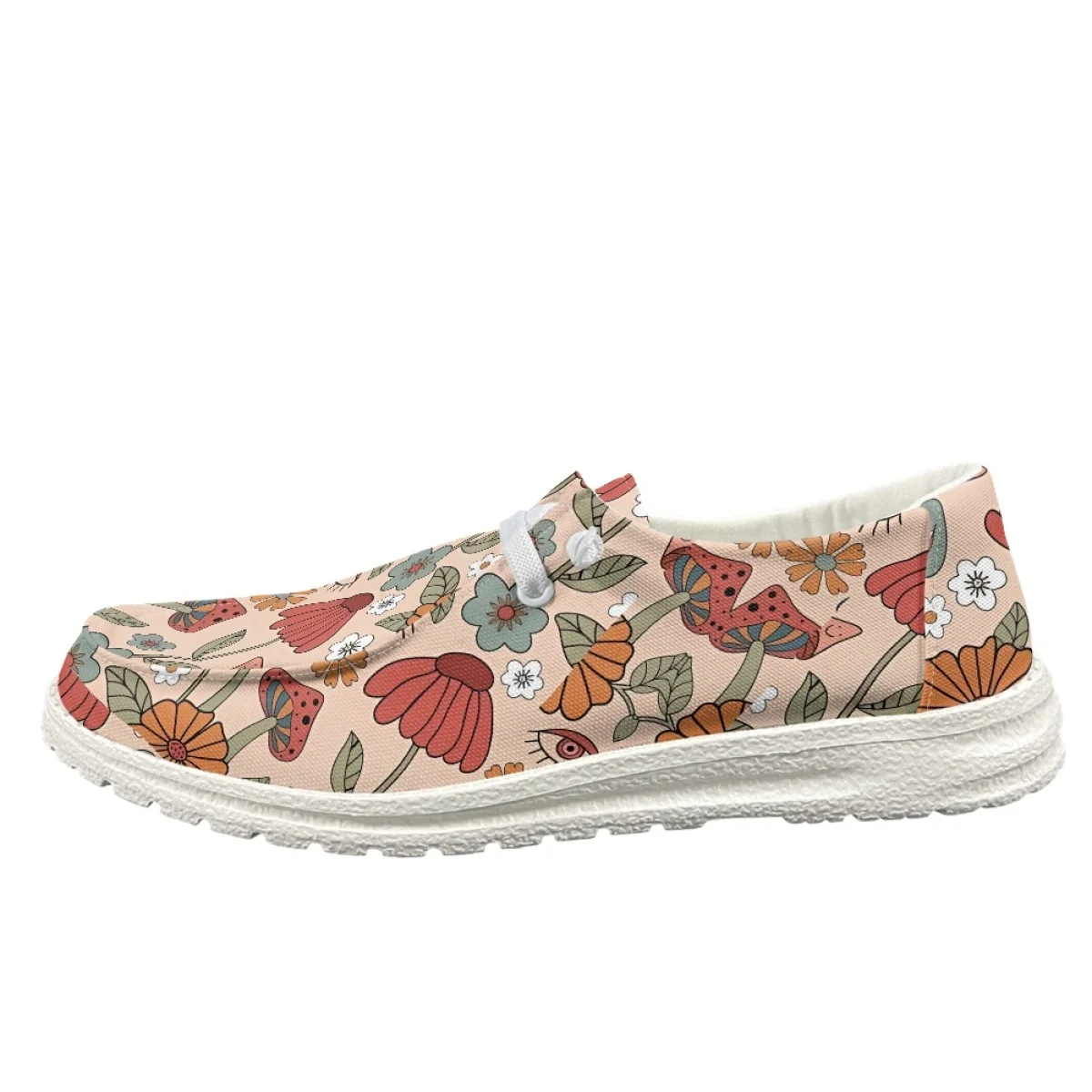 INSTANTARTS Psychedelic Mushrooms&Florals Lace-up Flats Men Women Indoor Outdoor Sneakers Unisex Fashion Casual Slip On Loafers 