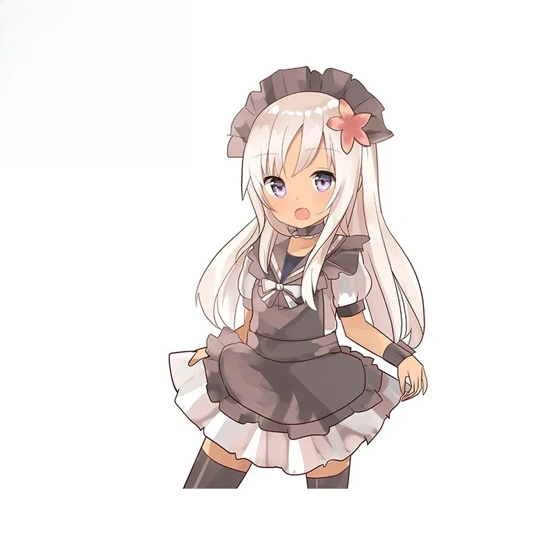 

Creative White Haired Maid Car Sticker DIY Anime Cute Bumper Decal Amusing Air Conditioner Graphics 13X 8.1cm PVC KK