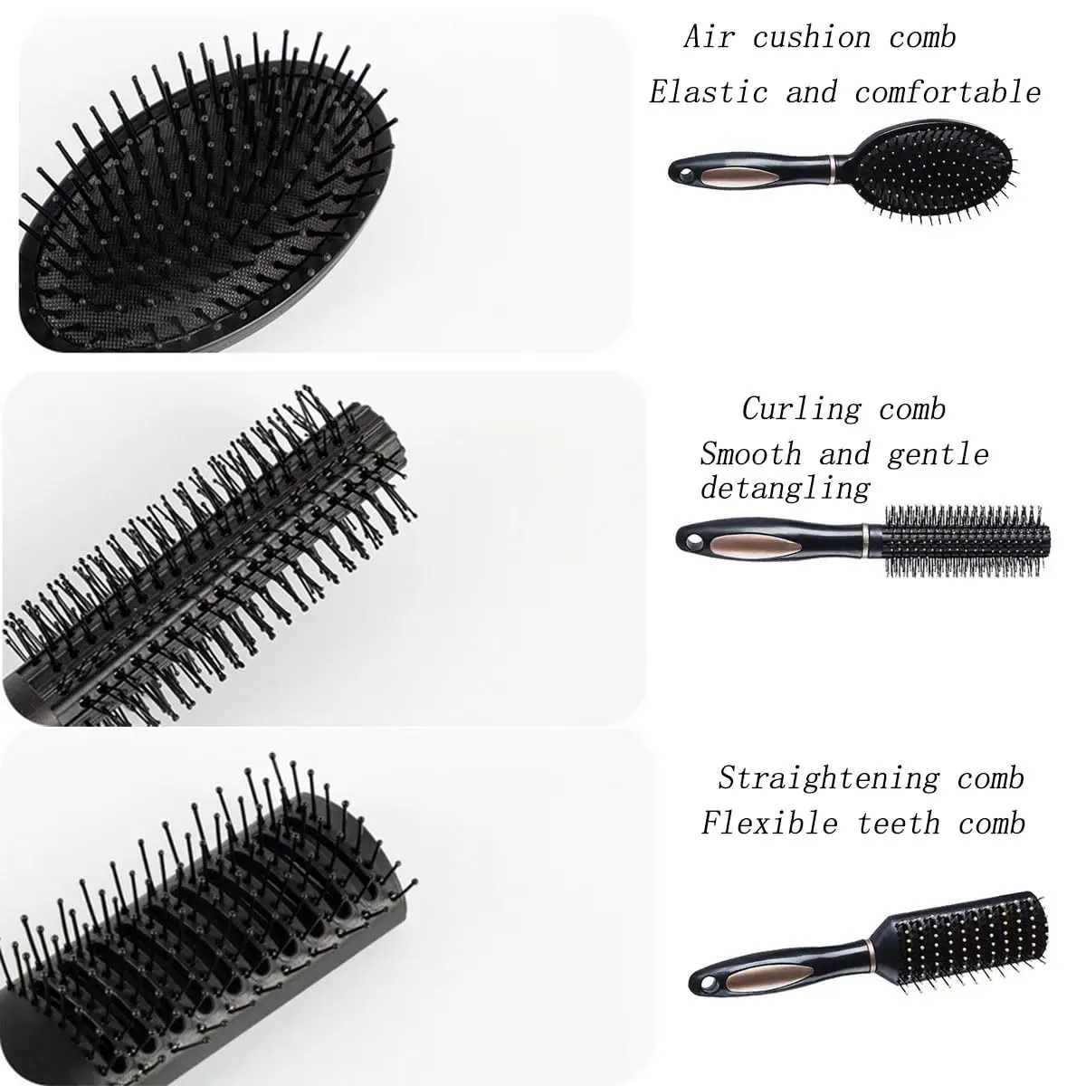 Airbag Massage Comb for Men and Women, Hair Brush, Detangling Brush, Hair Comb Set, Great On Wet or Dry Hair, 3Pcs