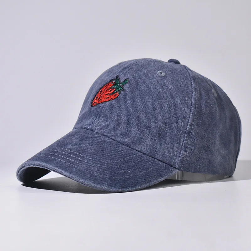 

Vintage Cartoon Strawberry Embroidery Baseball Cap for Women Men Outdoor Washed Cotton Fishing Cap Casual Adjustable Sun Hat