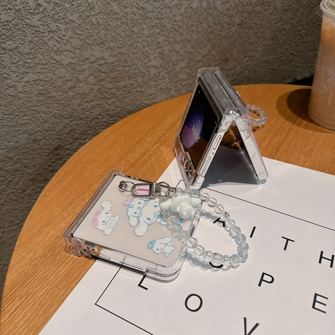 حافظة لهاتف سامسونج جالاكسي Z Flip 7 FE 6 5 حافظة لهاتف آيفون كورومي ماي ميلودي كاواي لهاتف سامسونج جالاكسي Z Flip 7 FE 6 5 غطاء خلفي صلب شفاف من البولي يوريثان