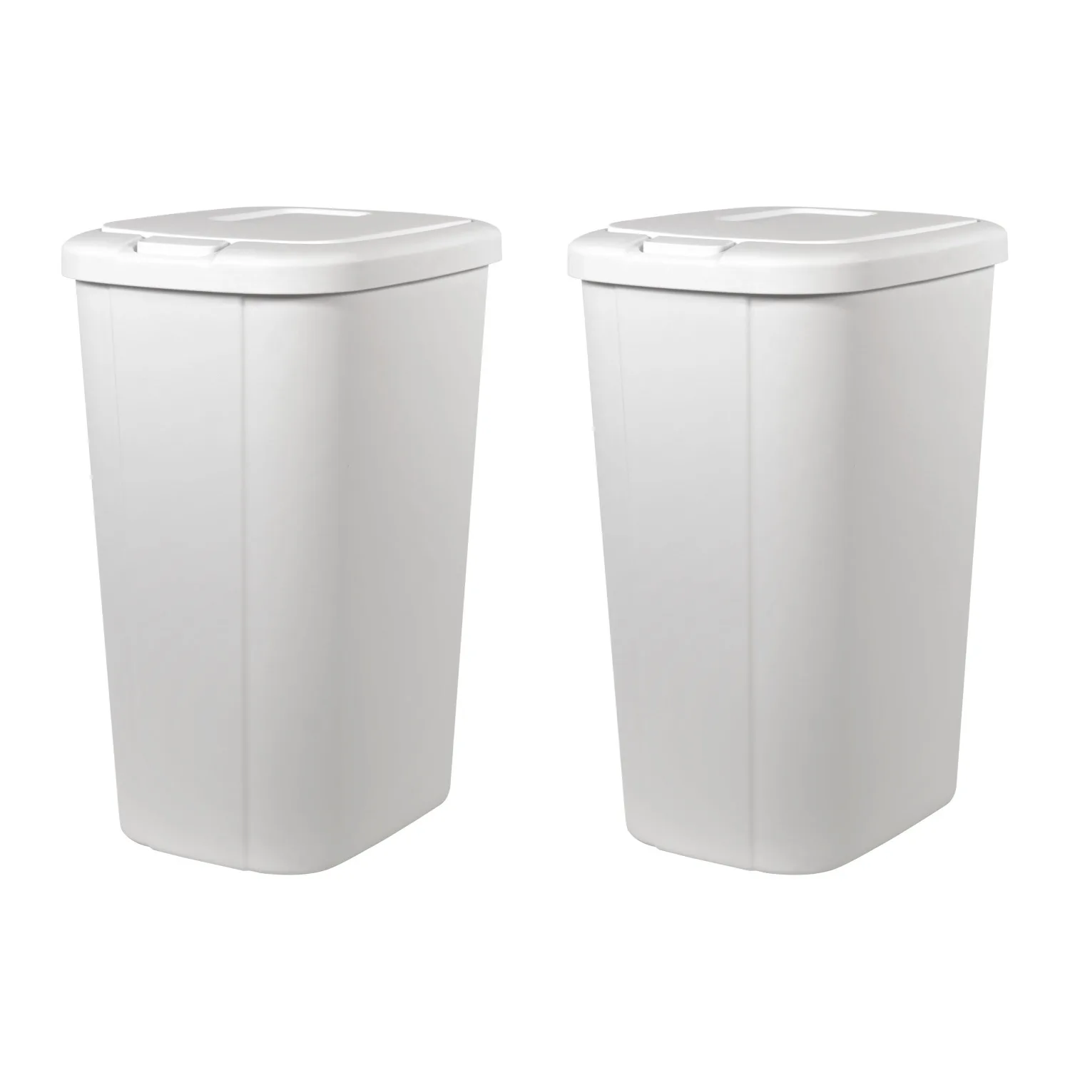 

Hefty 13.3-gal Touch Lid Trash Can, White with Decorative Texture (2 Pack)