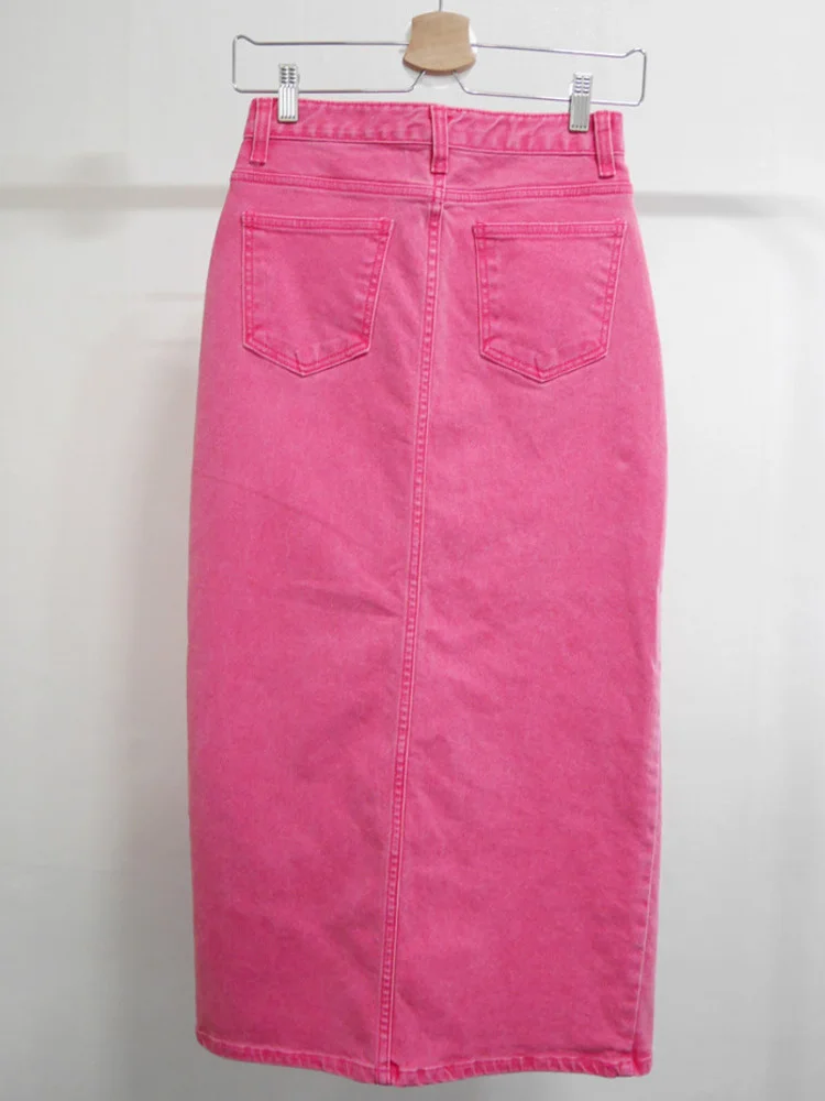 Imagem -05 - Saia Jeans Feminina Coreana Chique de Cintura Alta Dividida de Quadril Saia Rosa Fina Casual Feminina Nova Tendência Outono X112 2023