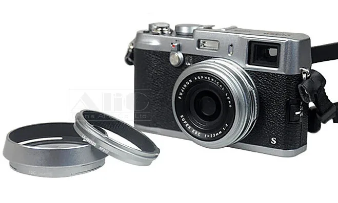 محول عدسة الكاميرا المعدني LA-49 + غطاء العدسة 49 ملم لـ Fujifilm Fuji X100 X100S X100T X100F X100V X70 (فضي/أسود)