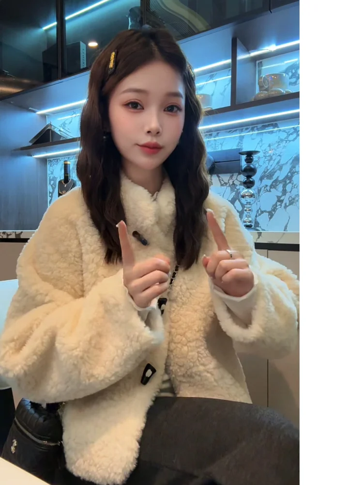 

Xuanxuanchen Autumn Winter Thi Fur Jaet Women's Outerwear High-End Trendy Coat Soft Sle Stand Fit One-Piece Velvet