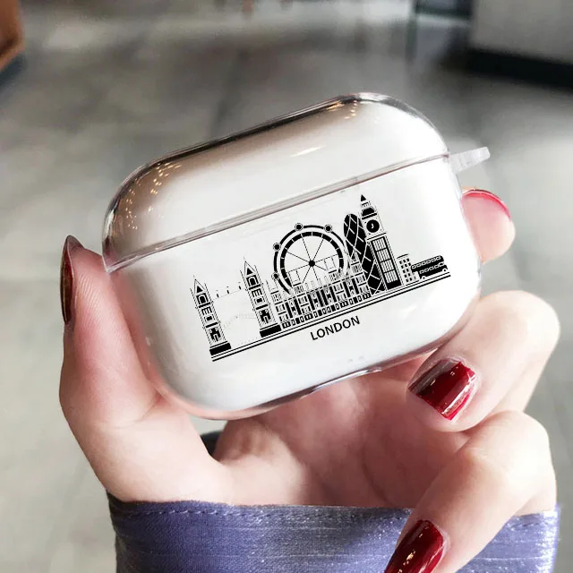 Simple Lines Dubai Paris New York Airpod Cases 3 for 2 1 Pro Pods Gen Air Pods Pro Cover City Case Earphone Box Coque