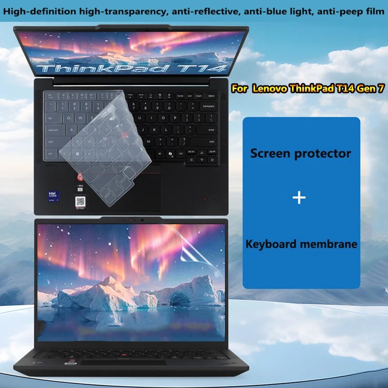 Suitable for Lenovo ThinkPad T14 Gen 7 notebook screen protective film and keyboard film HD scratch-proof blue light peep-proof.