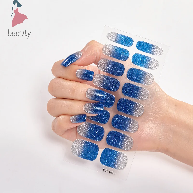 Envolturas de Gel semicurado rápido, adhesivo sólido para uñas, cubierta completa, calcomanía para uñas, lámpara UV, decoración de manicura curada