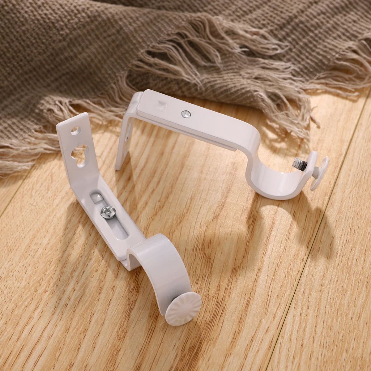 

2 Pair Simple Curtain Rod Bracket Practical Drapery Rod Rack Curtain Accessories Curtain Pole Holder for Home - White (Fit for 1