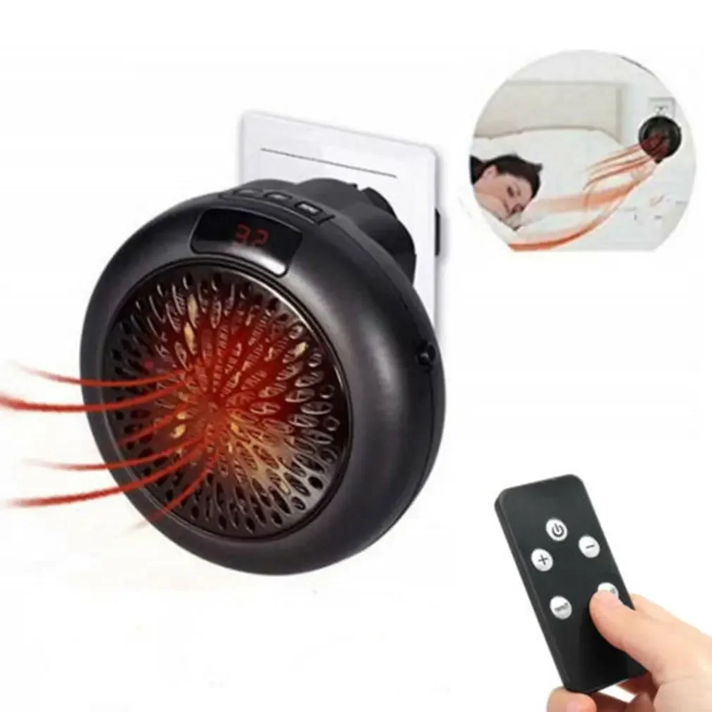 Portable 900W Ceramic Fan Heater – Safe & Quiet Plug-In Air Warmer with LED Display & Wall Mount- 220V Heat Radiator