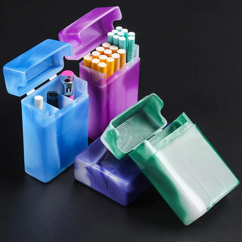 1pc Cigarette Case With Compartments Portable Plastic Cigarette Storage Case Box Holder Random Color