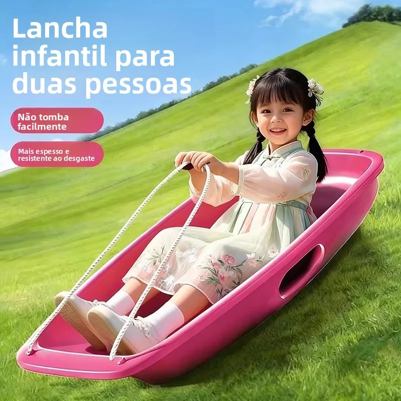 厚みのある大型子供用スノーボードスライドボード、ダブルシート、芝生、大人用砂上スキー、子供用シングルボードスレッジ