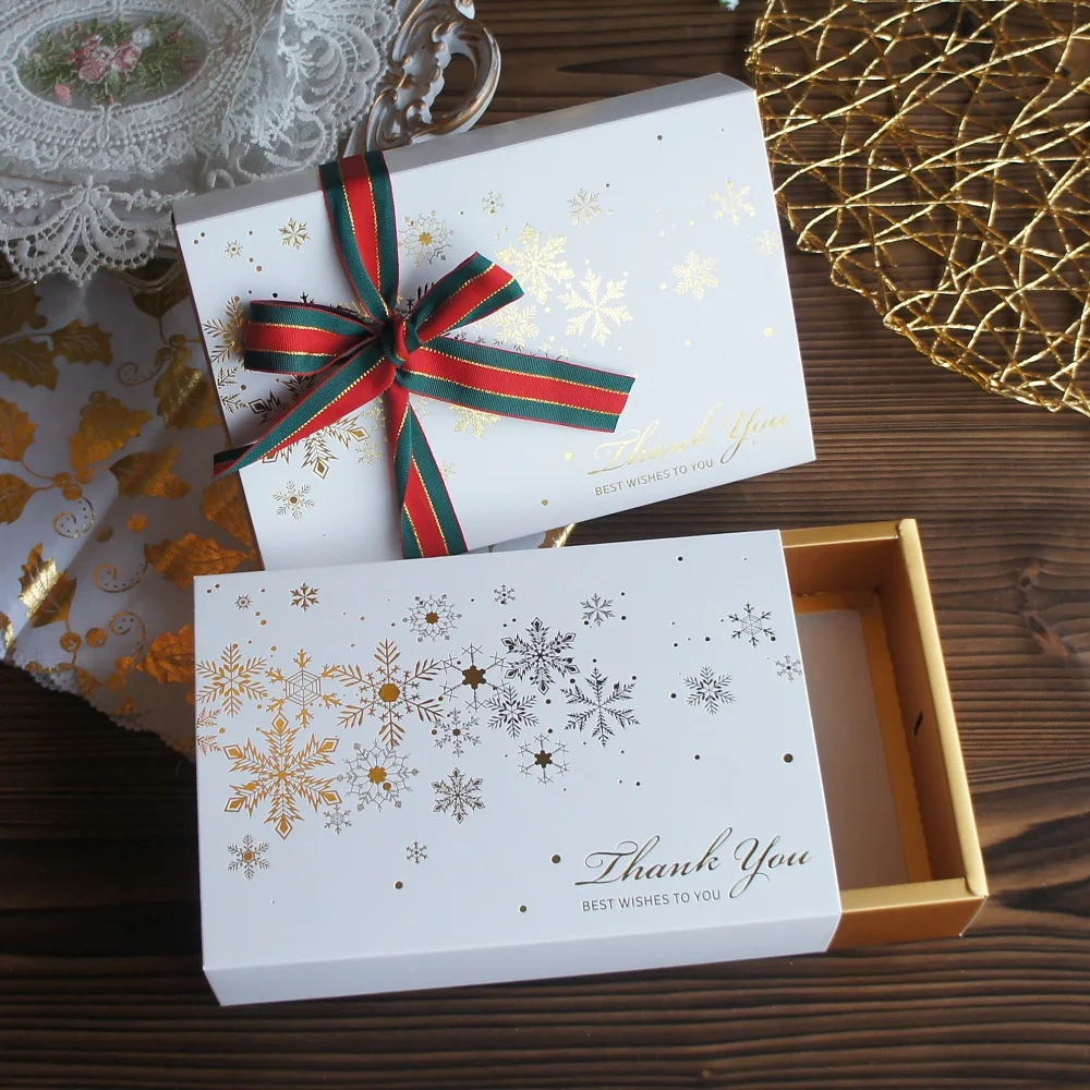 

22*14.5*5cm 5set Gold Snowflake Christmas Gift Design Paper Box As Party Gift Packaging Use