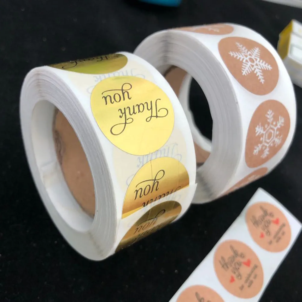 

1000Pcs Round Adhesive Stickers Premium Material Candy Bag Sealing Labels Thank You Label Sticker for Bakery