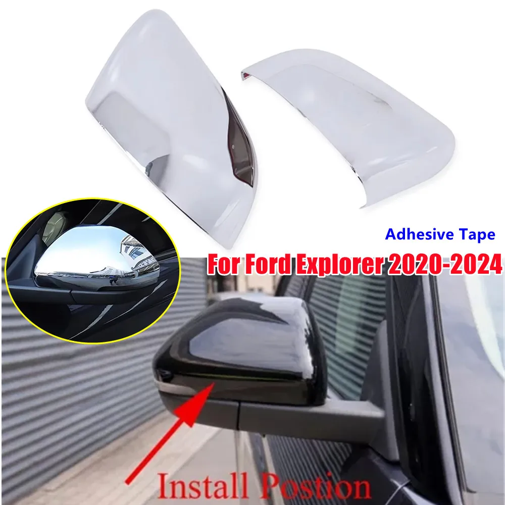 

PAIR For LHD Ford Explorer 2020-2024 Car Rearview Side Door Mirror Cover Wing Cap Exterior Housing Shell Trim Accessories
