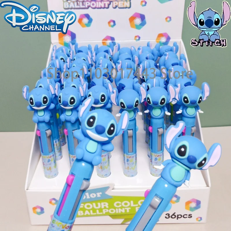 4 Colors Pen Disney Stitch Ballpoint Pen Cute Multi-color Press Manual Pen School Supplies Pens Writing Supplies Ballpoint Pens