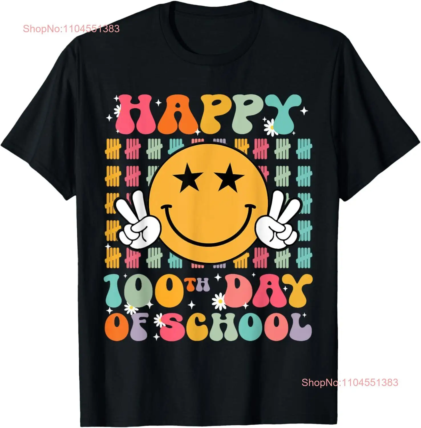 

Groovy Smile Happy 100th Day Of School Teacher Kids Boy Girl T-Shirt Hoodie