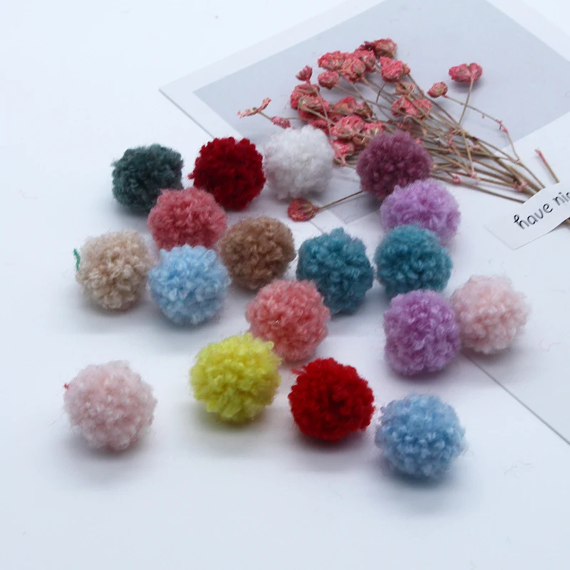 50-100Pcs/Lot 15mm Multicolor Teddy Fluffy Pom Plush Balls MINI Fringe Knitted Wedding DIY Craft Headwear Kids Hair Accessories