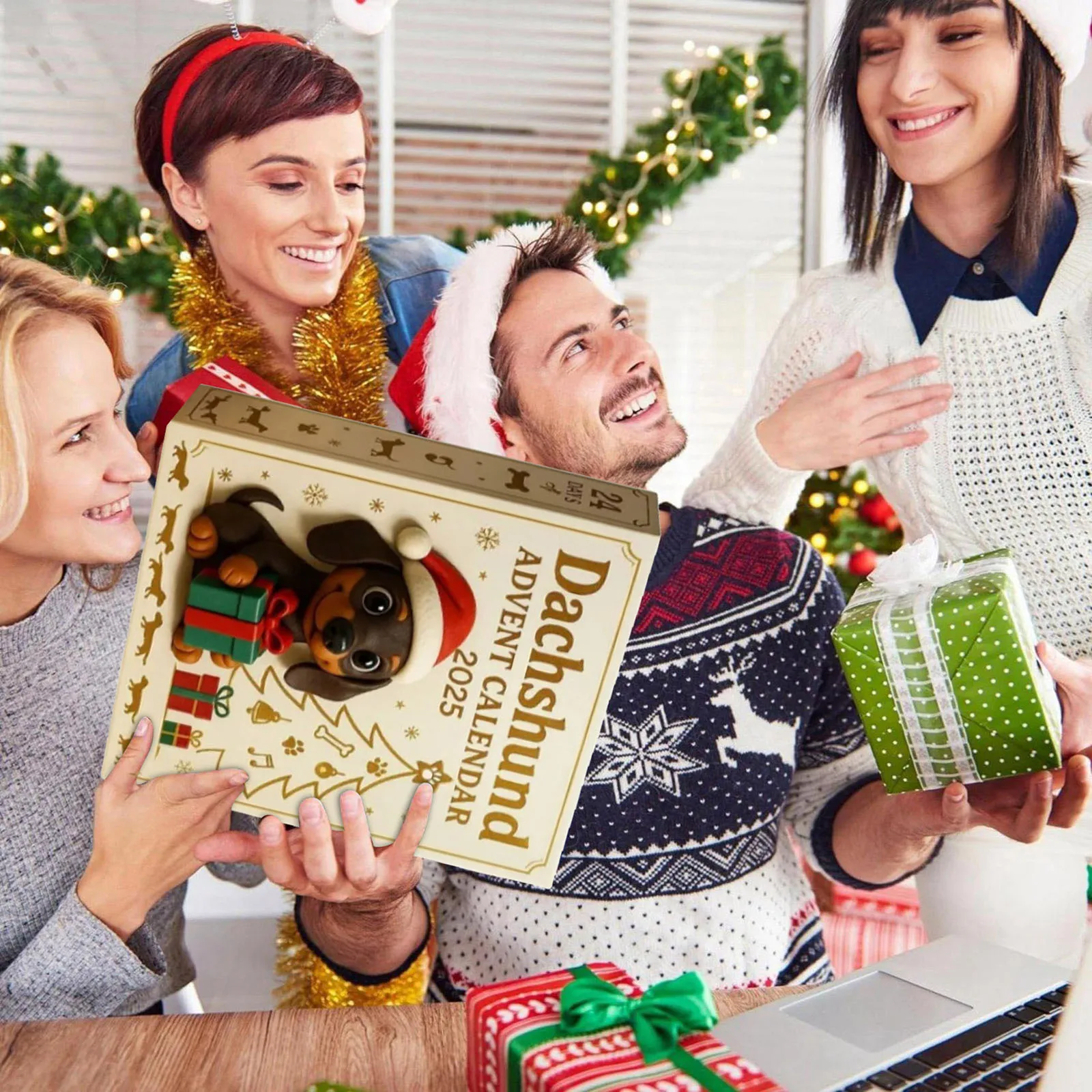 Kalendarz Adwentowy z Timerem Kontroli Deszczu 2025, 24-dniowy Kalendarz Adwentowy z Odliczaniem, z 24 Uroczyymi Zegarkami Piaskowymi dla Miłośników Psów na Boże Narodzenie, 3 Minuty