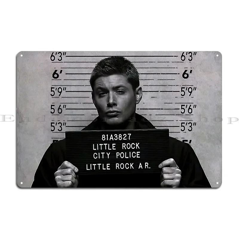 Supernatural Dean Winchester Mugshot Metal Signs Cinema Designs Wall Decor Living Room Living Room Tin Sign Poster