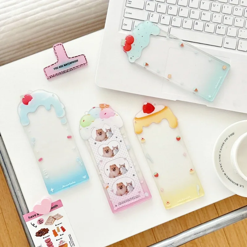 Original Transparent Acrylic 4-Grid Card Holder Summer Design Retro Japanese Kpop Photocard Displaying Cover Case Kids Gift