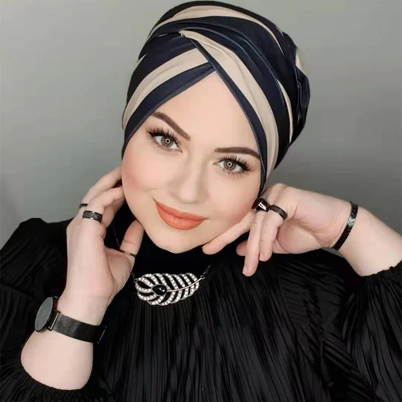 Muzułmańska skromna czapka z hidżabem Undercap Abaya Hidżaby dla kobiet Islamskie Abaje Jersey Instant Wrap Kobiety Crinkle Arabskie modalne jedwabne czapki