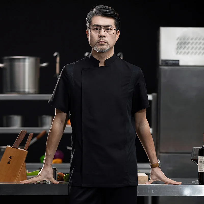 Hotel Chef Overalls Men'S Short-Sleeved Dining Restaurant Western Restaurant Baking Fashion Spring And Summer Rear Kitchen Workw