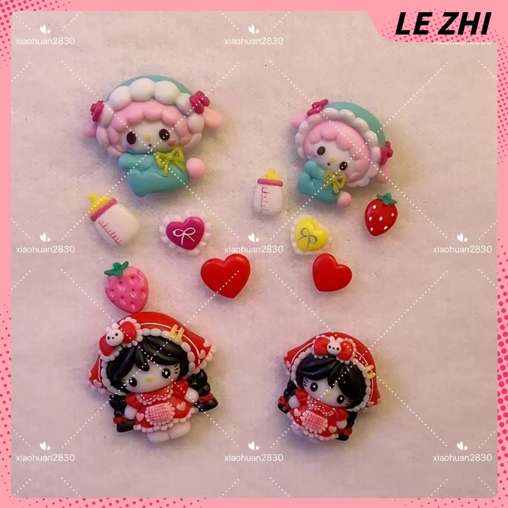 

Cartoon Anime Hello Kitty Sheep Rabbit Nail Silicone Mold Accessories Red Hat Skirt Love Strawberry Bow Baby Bottle Nail Mold