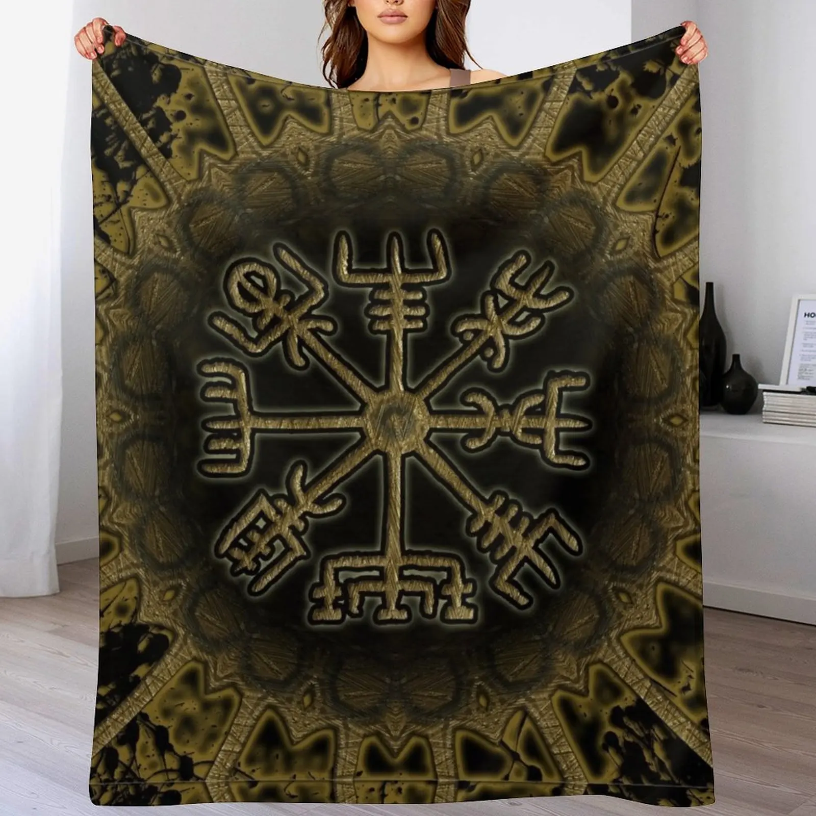 

Vegvisir Vikings Compass Throw Blanket Soft Picnic Luxury Brand sofa bed Blankets