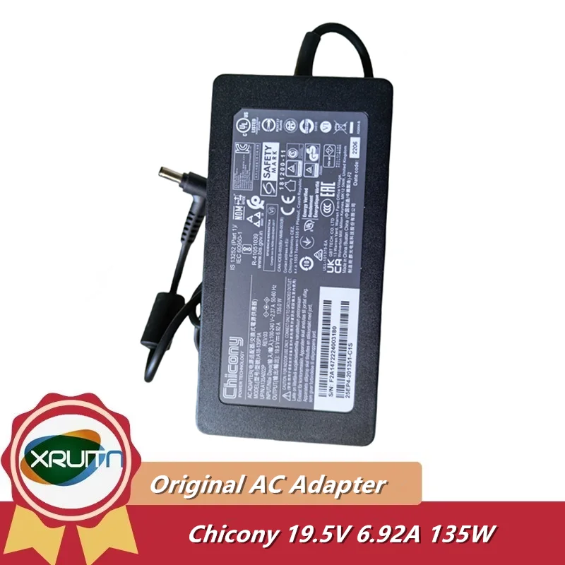 

Genuine Chicony 19.5V 6.92A 135W A18-135P1A A16-135P1B AC Adapter Charger For Acer MSI GF62 8RC-030UK Laptop A135A007P