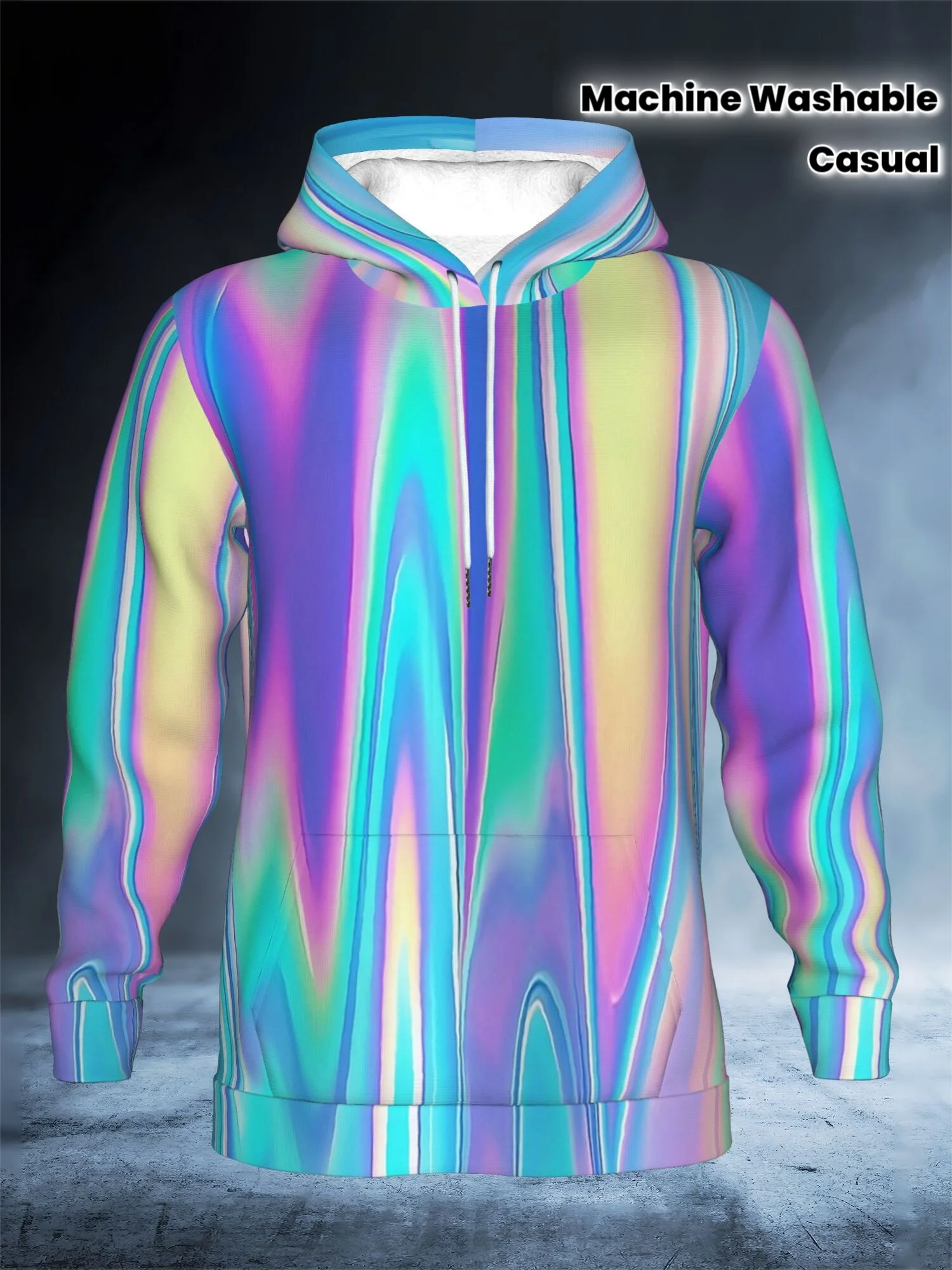 3D Printing Hologram - 3D Volledig Bedrukte Gestreepte Hoodie voor