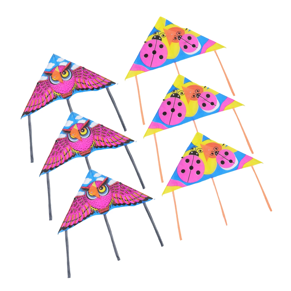 10 Pcs Rainproof Kite Ladybug Large Kids Flying Toys Cartoon Owl Flight Triangle Child