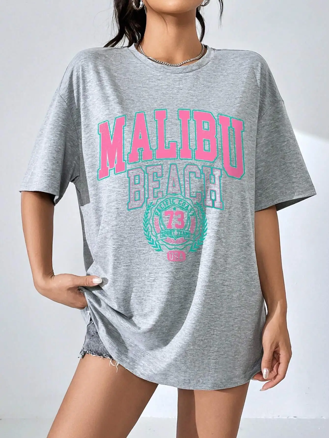 Malibu Beach Letter Print Print Womens T-Shirts Street Casual Tshirt Summer Brand Tee Clothing Hip Hop Breathable Tshirts Women