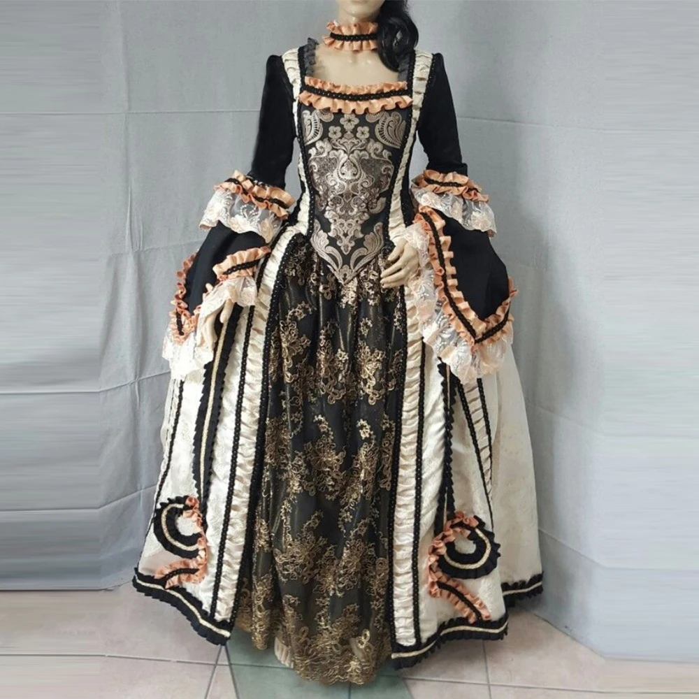Italienisches Renaissance-Rokoko-Prinzessinnenkleid, historisches georgisches königliches, edles Herzogin-Gothic-Venedig-Ballkleid, Tudor-Königin-Kostüm