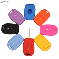 jingyuqin 2 Buttons Silicone Key Case for Renault Scenic Master Megane Duster Logan Clio Captur Laguna Fluence Remote FOB Cover