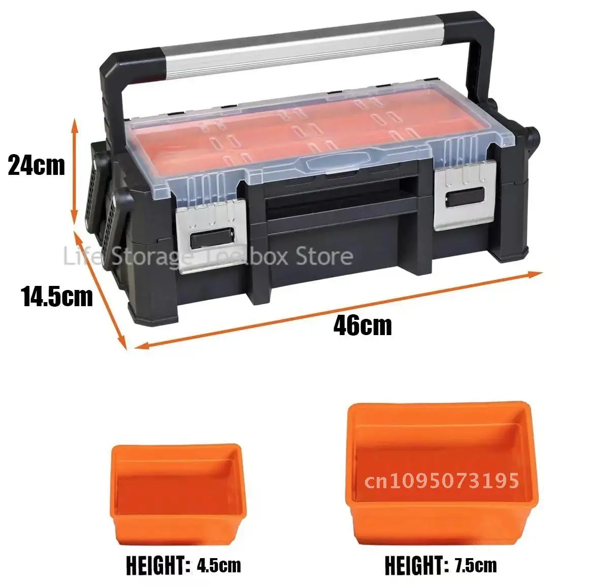 Portable Tool Box 2-layer Large Tool box Plastic Tool Organizer Parts Hardware Screws Storage Tool Box arrangement Box Tool Box
