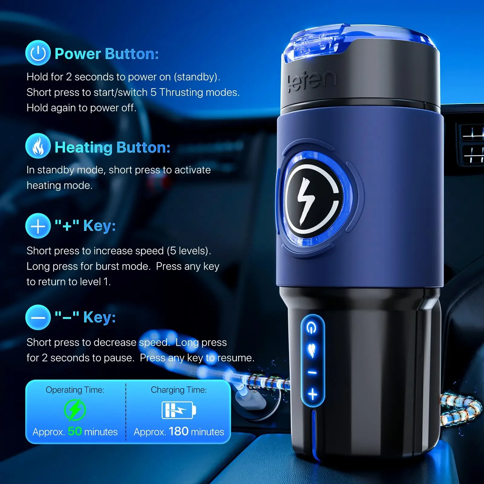 Luxurious Field Male Masturbator Pocket Pussy Thrusting Stroker 5-Speed Modes Sex Voice Blowjob Masturbation Cup Sex Toy for Men 5