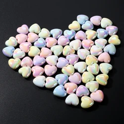 10Pcs Acrylic Loose Beads 17x18mm AB Colorful Heart Spacer Beads For Bracelet Necklace Jewelry Making DIY Handmade Accessories