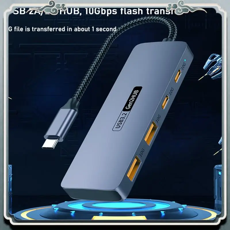 Premium 10Gbps USB C HUB High Speed USB Splitter USB Type-C 3.2 HUB For PC Laptop Tablet Phone Hard Drive