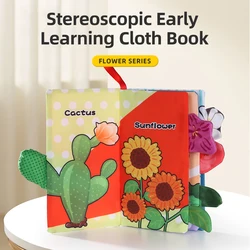 Baby Cloth Book Puzzle Toy Early Education Enlightenment Cognition Washable And Durable 4 Page Flower Series Newborn Gifts