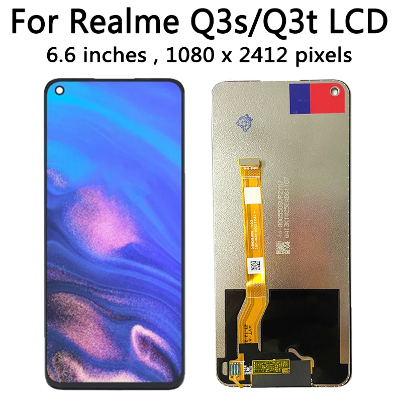 6.6“ AAA Quality For OPPO Realme Q3s Q3t LCD Q3 s Q3 T Display Touch Screen Replacement Digitizer Assembly Glass Sensor