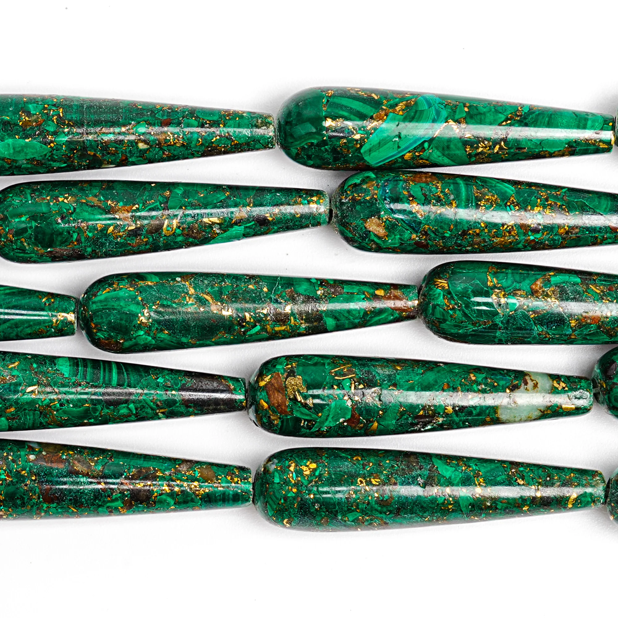 COPPER MALACHITE GEMSTONE BEADS 10X40MM DROPLET SMOOTH LOOSE BEADS FOR DIY NECKLACE BRACELET JEWELRY MAKING HANDMADE ACCESSORIES 6
