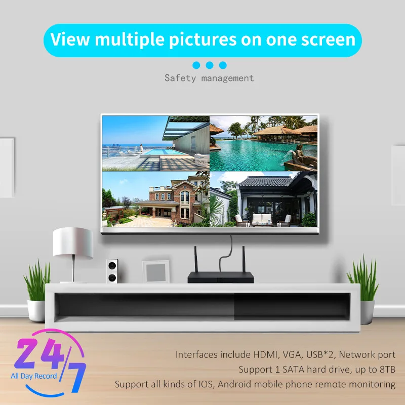 3MP 1296P iCsee APP 4CH Wireless NVR Kit Full Color  Video IP Camera Recorder