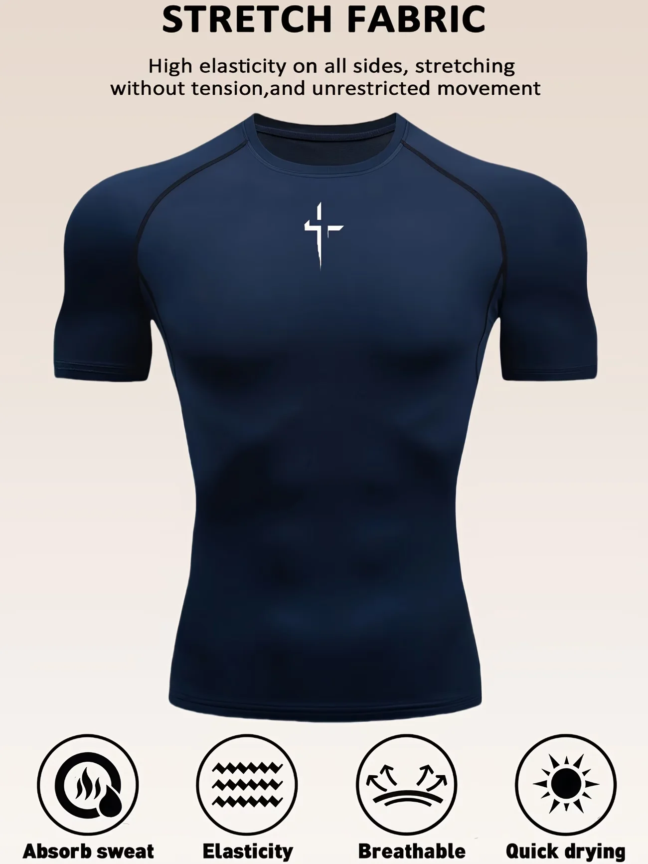 New Men's Print Bodybuilding Sports Compression Shirt Summer O-Neck T Shirt Gym Fitness Quick Dry Running t shirt for man