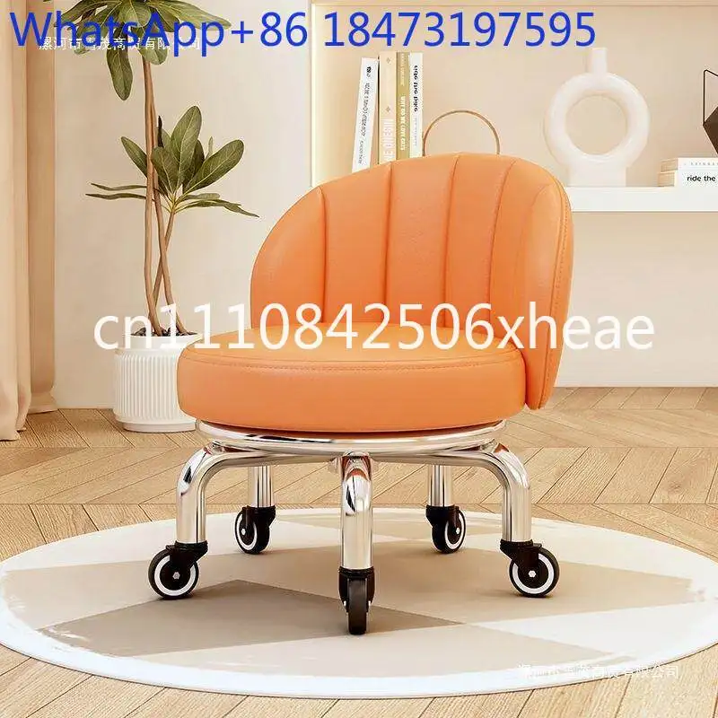 

Pulley low stool universal wheel small stool backrest small bench household with baby movable toddler beautiful seam round stool