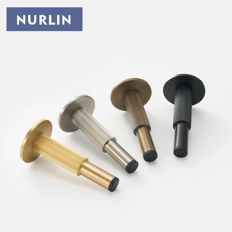 Nurlin Brass  Knurled Door Stop Bathroom Door Room Stopper Heavy Duty Floor Wall Mount Bumper Door Holder Catch Antique Brass view 4
