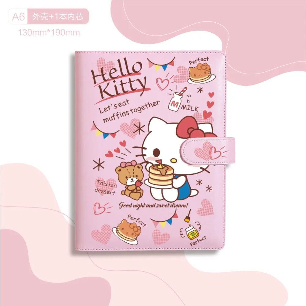 Loose-leaf Sanrio Hello Kitty Kuromi Stitch EVA Cute Cartoon Notepad Notebook Girls Handbook Student Diary Anime Holiday Gift