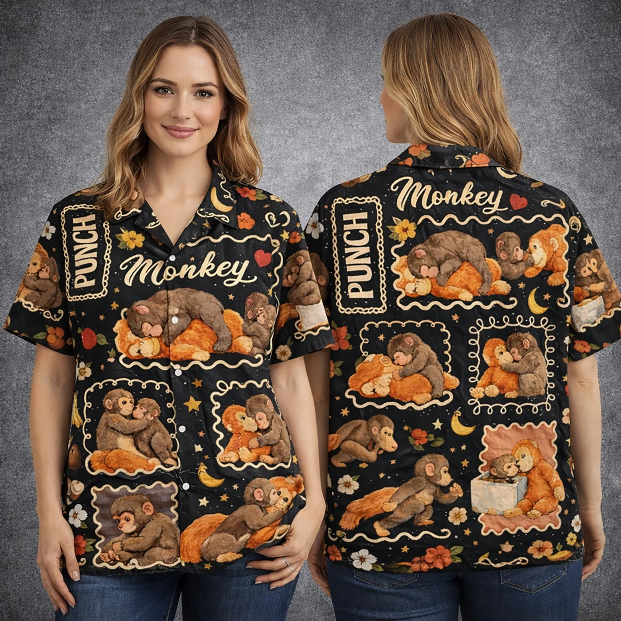 

New Punch Baby Monkey Hawaiian Shirt Funny Viral Meme Team Shirts Cute Graphic Fan Gift For Summer Party Punch Monkey Unisex Top